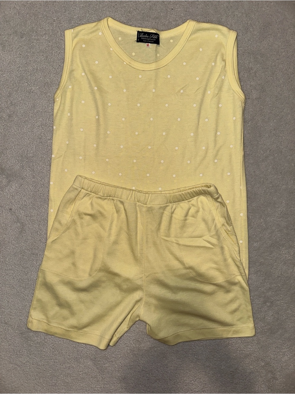 Sleeveless Yellow Polka Dot Pajama Set